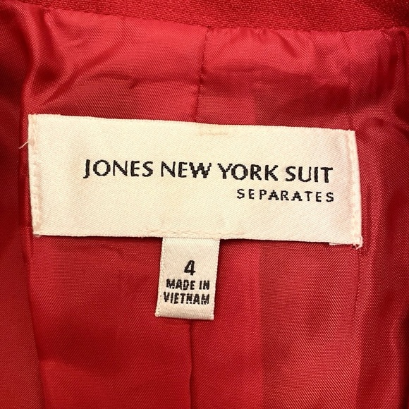 Jones New York Suit Separates Vintage Red Black Button Lined Blazer Jacket SZ 4 - Picture 11 of 13